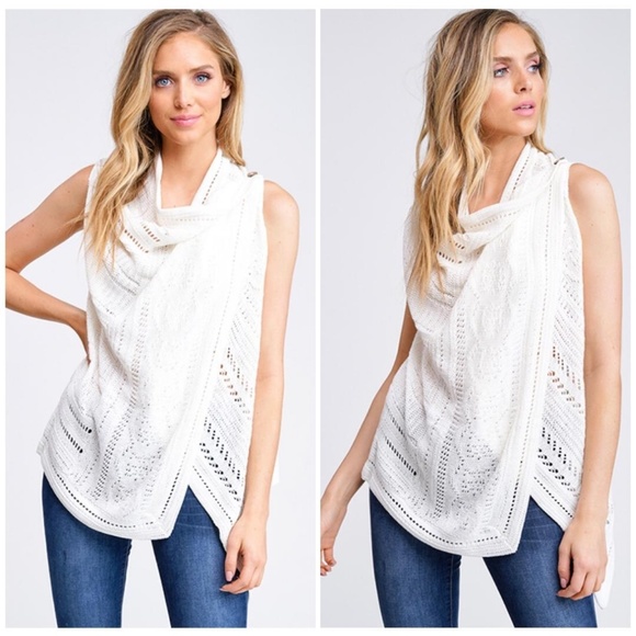 LAST ONE❗SKIES ARE BLUE Chic Crochet Overlap Vest - Picture 6 of 6